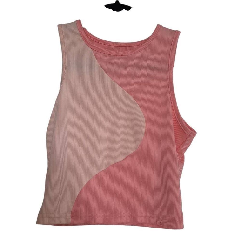 Shein Women's Size Small Pink Two Tone Ribbed Cropped Tank Top